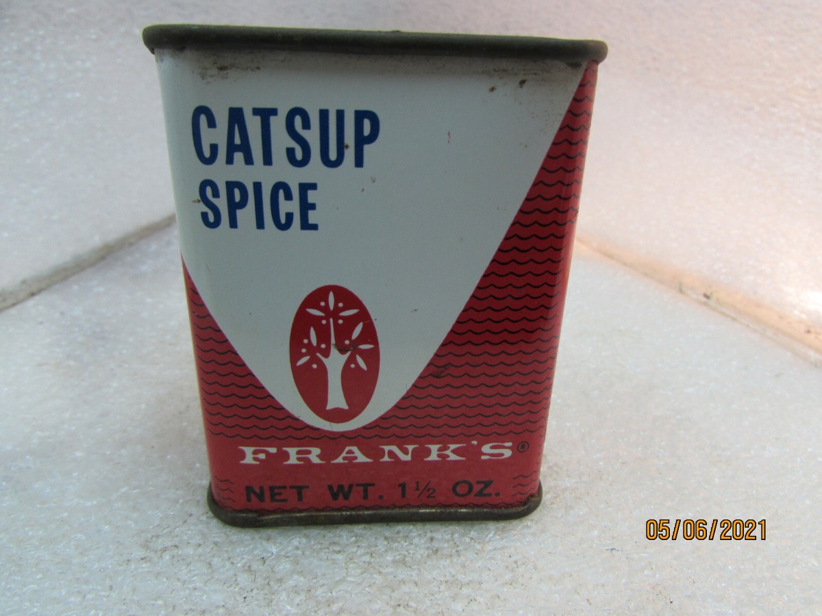 スパイアップ Vintage Antique Frank's Catsup Spice Tin Graphics, 1960's? NOS