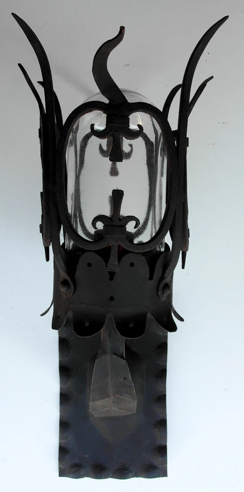 PAR DE LÁMPARAS APLIQUES DE PARED ESTILO AÑOS 20 EXTERIOR HIERRO FORJADO RENACIMIENTO ESPAÑOL Foto 4 de 4