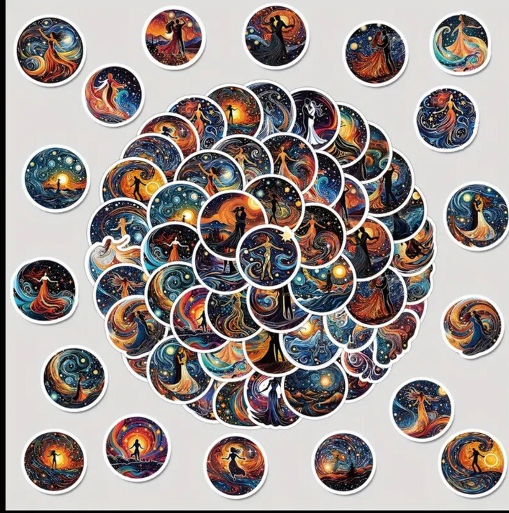 10pcs Round Cosmic Skies Stickers- Scrapbook, Journal, DIY Crafts ...