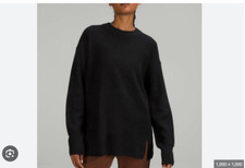 Lululemon Merino Wool-Blend Ribbed Crewneck Sweater Sz 8 black blk