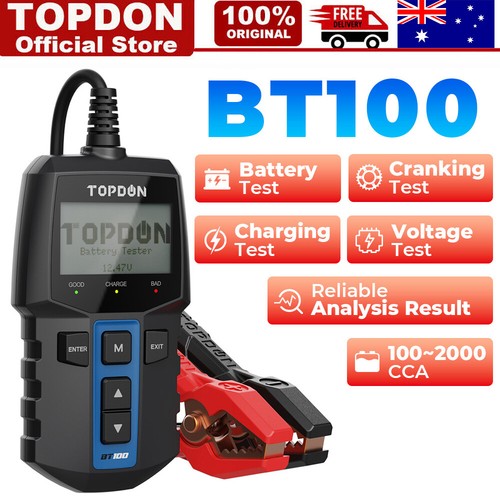 TOPDON BT100 Car Battery Tester 12V Battery Load Tester Cranking