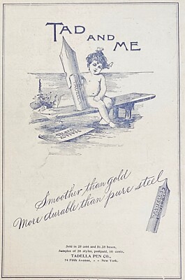 TADELLA PEN CO Tad&Me Nib&Nude Girl/Kid~1895 Cosmo Magazine Front Cover Print Ad