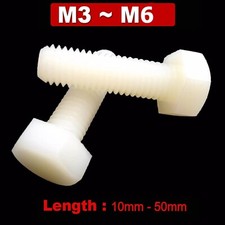 M3 M4 M5 M6 M10 NYLON PLASTIC HEX BOLT HEAD FULLY THREADED SET