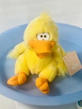 Russ Webster Yellow Duck Plush Stuffed Animal Fluffy wings 7” With Tags