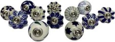 Hand Painted Vintage Ceramic Knobs for Kitchen Cabinet Drawer Pulls Set of 12