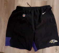 NIKE BALTIMORE RAVENS NFL TEAM USED PRACTICE SHORTS W PLAYERS NAME