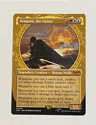mtg lotr cards aragorn Magic: The Gathering The Lord of the Rings: Tales of Middle Earth - at Helm's Deep Scene Box (When a creature with renown 1 deals combat damage to a player Aragorn, the Uniter - The