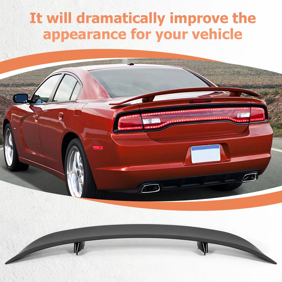 Matte Black Rear Trunk Wing Spoiler ABS For 2006-10 Dodge Charger Factory Style - Imagem 3 de 4