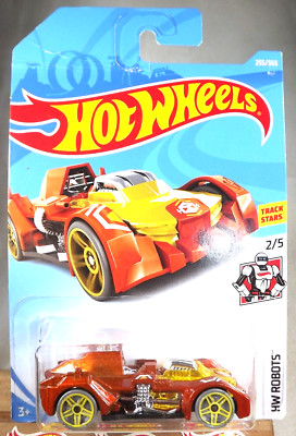 2018 Hot Wheels #255 HW Robots 2/5 TURBOT Orange w/Gray Wheels Yellow Pr5 Spokes