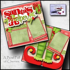 SANTA'S HELPER ELF CHRISTMAS 2 premade scrapbook pages paper piecing CHERRY 0215