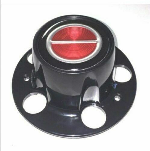 4pcs 1980-1996 FORD F150 BRONCO VAN Matte BLACK Wheel Hub Center Caps RED - Picture 2 of 3