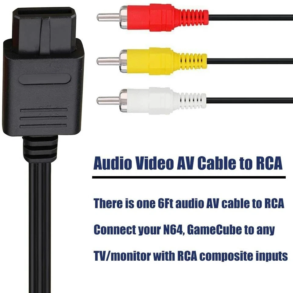 RCA AV Audio Video Cable Cord For Nintendo 64 N64 GameCube SNES Super Nintendo - Image 2 of 4
