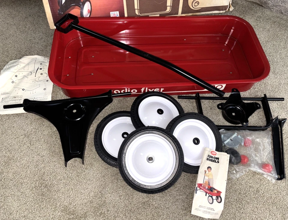 Radio Flyer 1987 NUEVO Vintage Modelo 90 Vagón Rojo Metal Hecho en EE. UU. COMPLETO NUEVO Foto 3 de 4