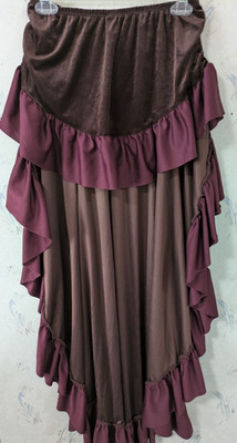 Women's Small Brown Burgandy Long Hi-lo Renaissance Costume Skirt  No Tags