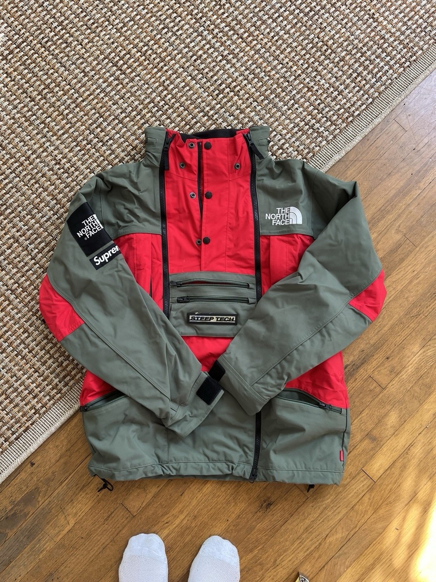 Supreme x The North Face Steep Tech Jacket Green Red Size M NWOT