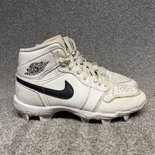 Nike Air Jordan 1 Mid Black White Baseball Cleats Youth Size 6Y TD HF6883-100