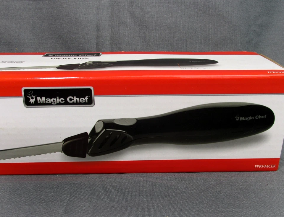 NUEVO Cuchillo eléctrico de acero tallado Black Magic Chef carnes aves de corral cuchillas dobles Foto 4 de 4