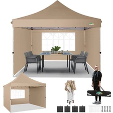 COBIZI 10x10 Pop Up Canopy Tent Waterproof UV 50+ Outdoor Gazebo w/ 3 Sidewalls