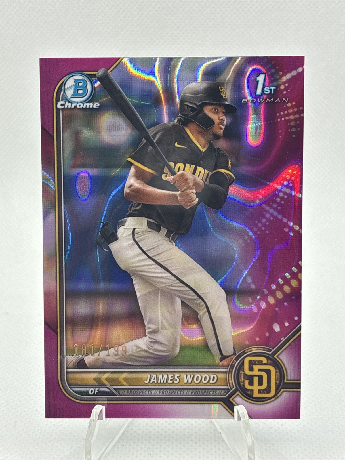James Wood 2022 Bowman Chrome 1st Fuchsia Lave Refractor #/199 Padres #BCP-108