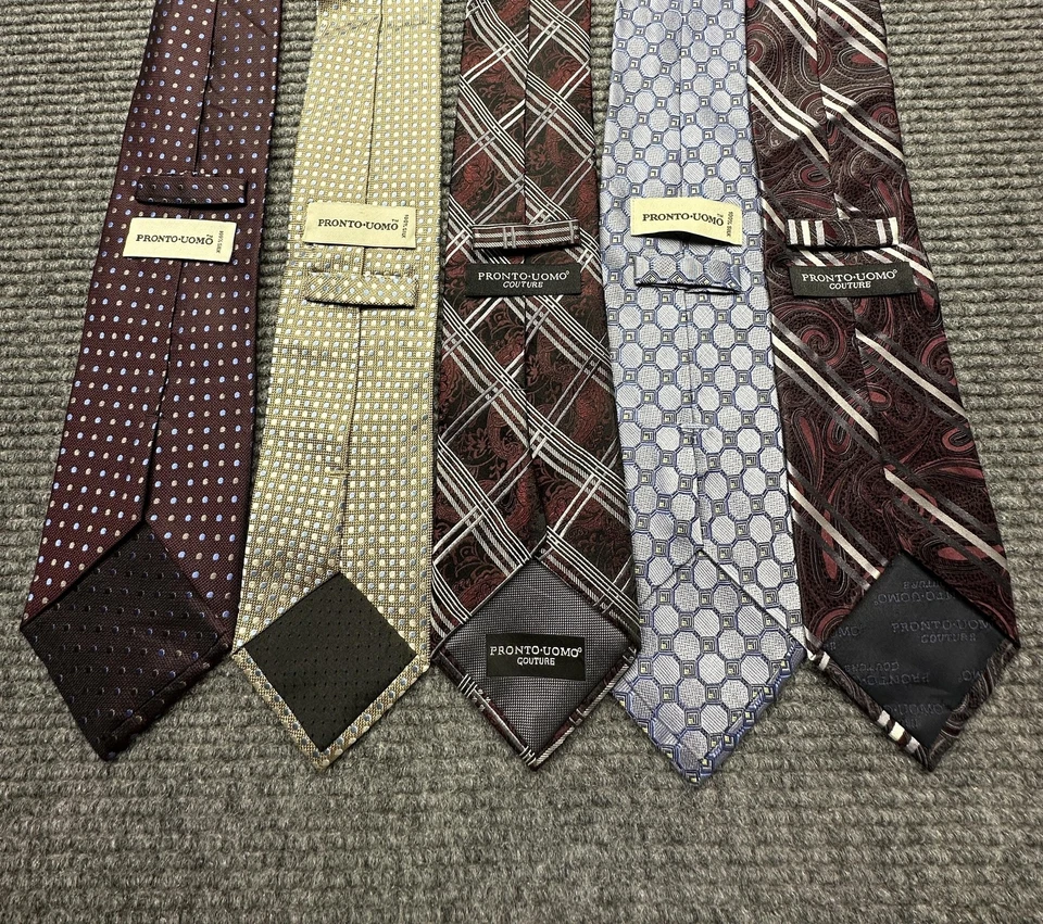Lote de 5 corbatas Pronto-Uomo para hombre talla única seda hechas a mano cachemira geométricas a cuadros Foto 2 de 4