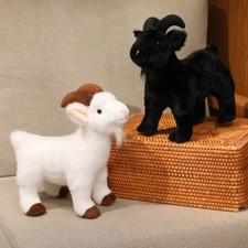 Juguete de peluche de cabra blanco y negro de 12" peluche muñeca niño regalo para niños