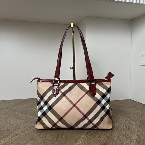 BURBERRY Beige Coated Canvas Tote Bag Handbag