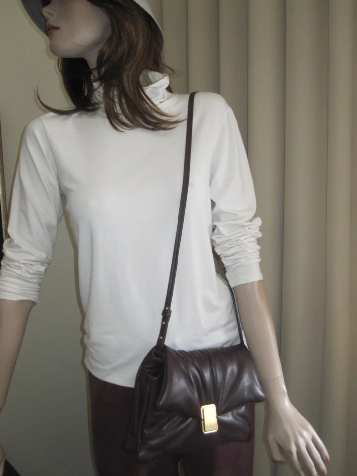 Massimo Dutti Tasche Umhängetasche Echtleder gepolstert Bordeaux Rot Neuwertig! - Bild 2 von 4