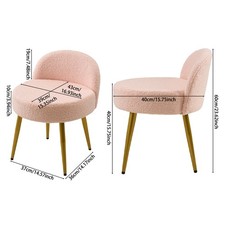 Teddy Fleece Dressing Table Chair Vanity Stool Bedroom Makeup Seat w/Metal Legs