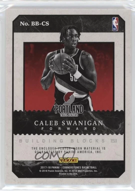 2017-18 Panini Cornerstones Building Blocks Memorabilia Caleb Swanigan Rookie RC - Image 2 of 2