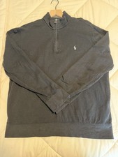 Polo Ralph Lauren 1/4 Zip Sweater Black Long Sleeve Pullover Mens Size L