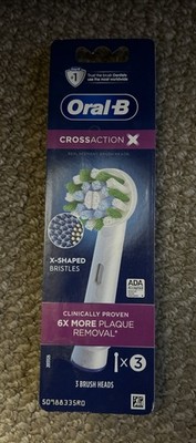 Oral-B Crossaction Replacement Toothbrush Heads 3 Count Sealed