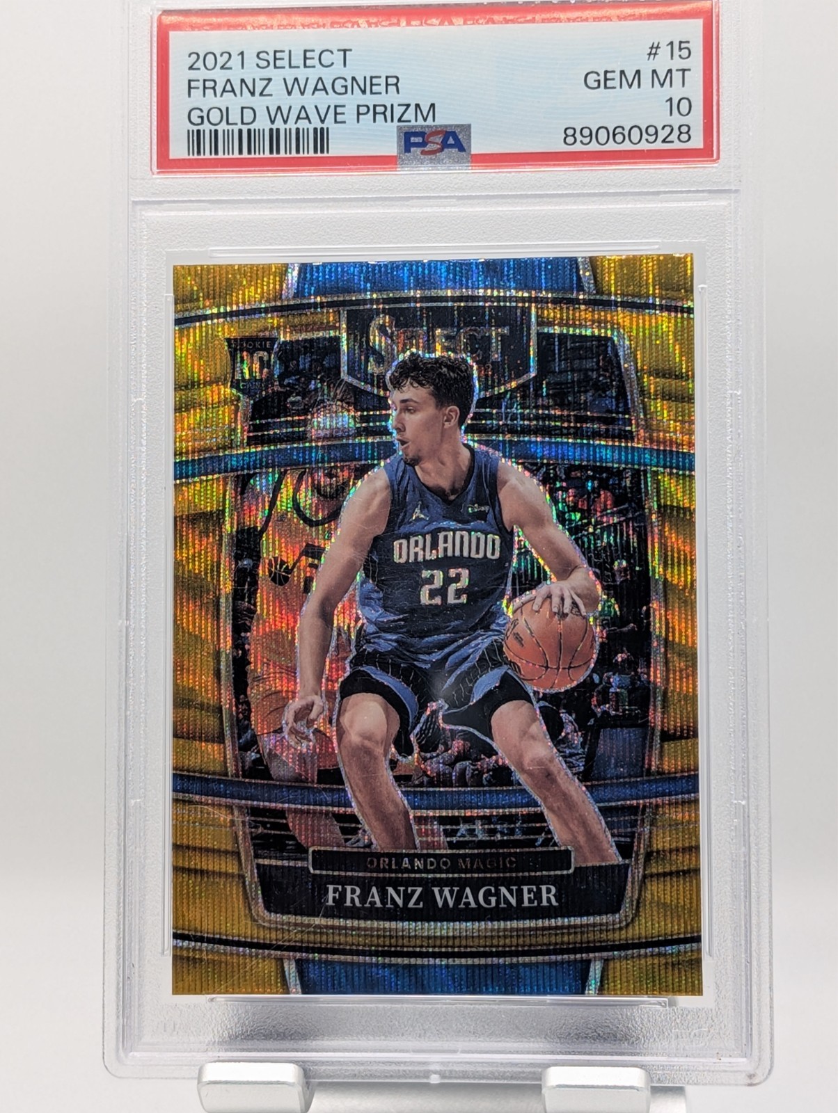 2021 Panini Select 15 Franz Wagner Concourse Gold Wave RC PSA 10