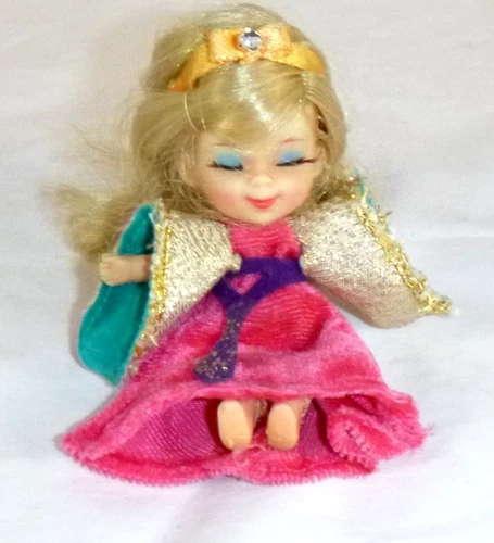 Vtg 1968 Mattel Liddle Kiddle Sleeping Biddle #3527 W/ Orig Dress Belt Headband