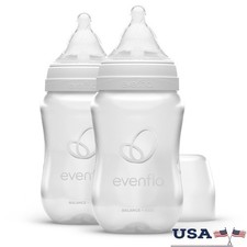 Wide Nipple Baby Bottle W/ Integrated Vent Anti Colic Slow Flow 2 Pack BPA Free
