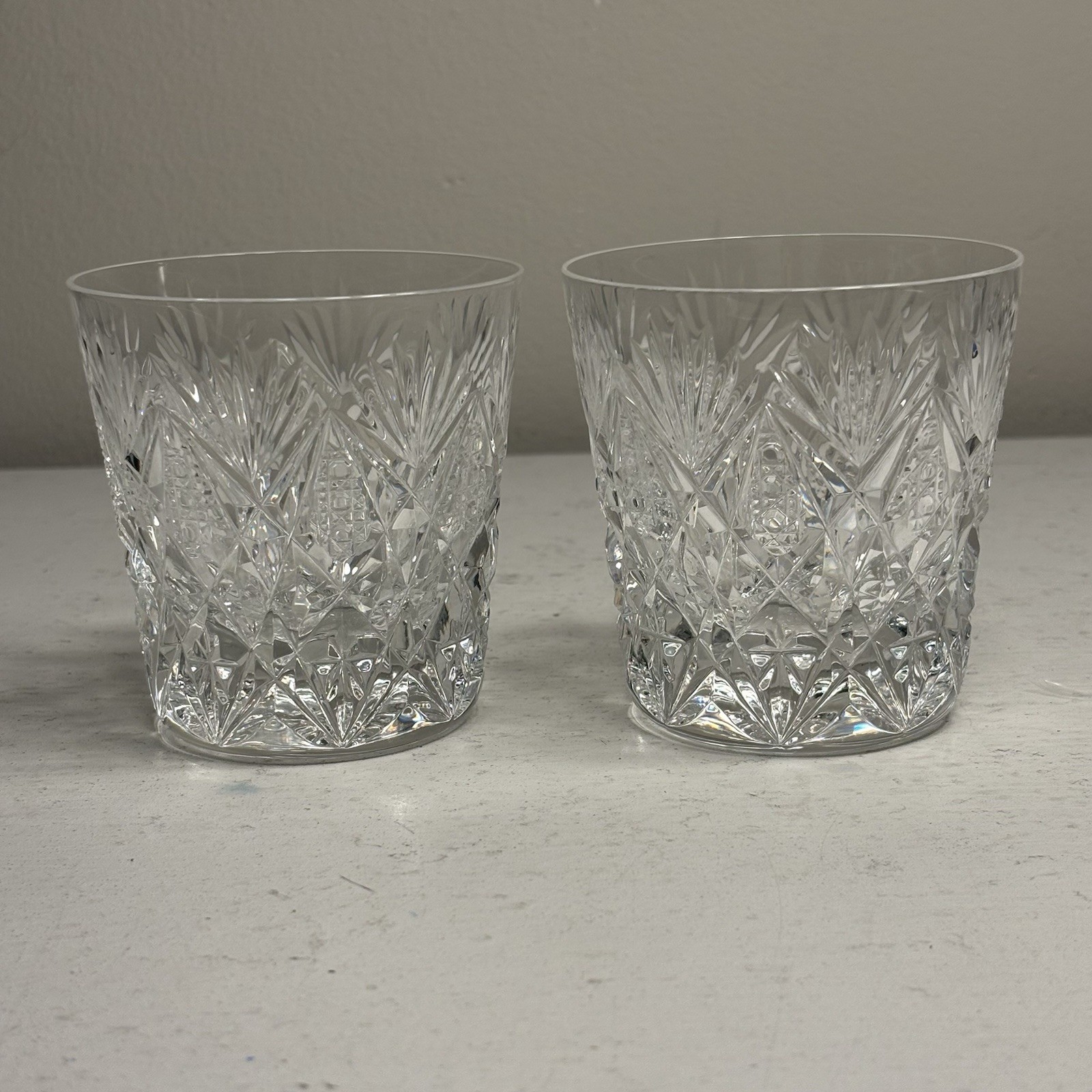 St. Louis Crystal Florence Double Old Fashion Glass Pineapple set of 2