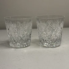St. Louis Crystal Florence Double Old Fashion Glass Pineapple set of 2