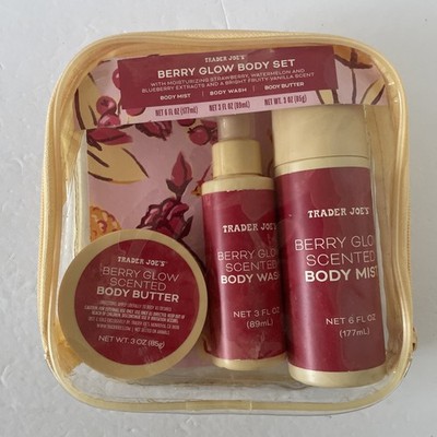 Trader Joes Berry Glow Body Set - Scented Body Mist, Body Wash & Body Butter
