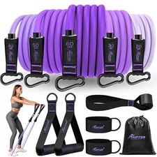 HPYGN Exercise Bands with Handles, Home Workout Equipment for Strength, Flexi...