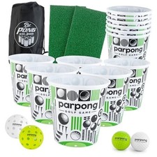 Par Pong Backyard Golf Chipping Game Outdoor Golf Game with 12 Buckets, 2
