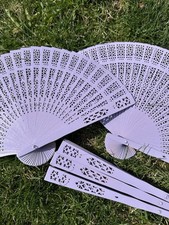 Set Of 5 Sandalwood Fans for Wedding - Color: Lavender/ Lilac
