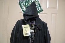 BARBOUR - A155 BEAUFORT WAX COTTON JACKET  NWT HOOD - MADE IN UK--NAVY - 36