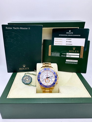 2023 Service Rolex Yacht-Master II 18K Yellow Gold 116688 Blue...