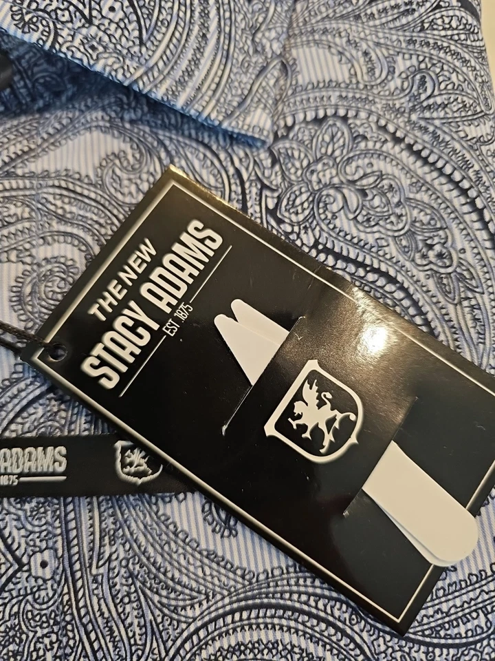 Camisa de vestir Stacy Adams para hombre azul cachemira 16,5 34/35 manga larga nueva con etiquetas Foto 4 de 4