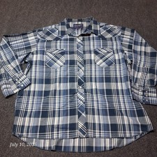 Wrangler Pearl Snap Western Shirt X-Long Tails Size 18-35 XXL Blue
