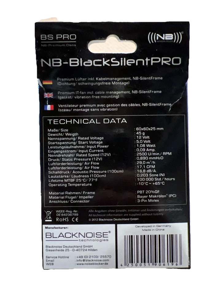 NB-BlackSilent Pro 60mm Case Fan - Image 2 of 2