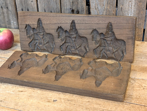 RARE Antique Dutch/German Carved Wooden Speculaas Springerle 2 Board Cookie Mold