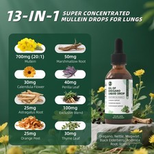 Mullein Drops for Lungs - Mullein Leaf Extract for Lung and Res 2fl.oz