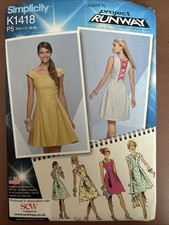 Simplicity Sewing Pattern 1418, Project Runway Dresses, Size 12-20, New Uncut
