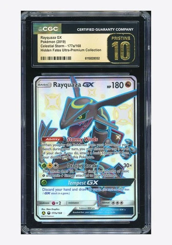 Pokemon CGC10 PRISTINE Rayquaza GX Shiny Holo 2019 177a/168 Hidden Fates English