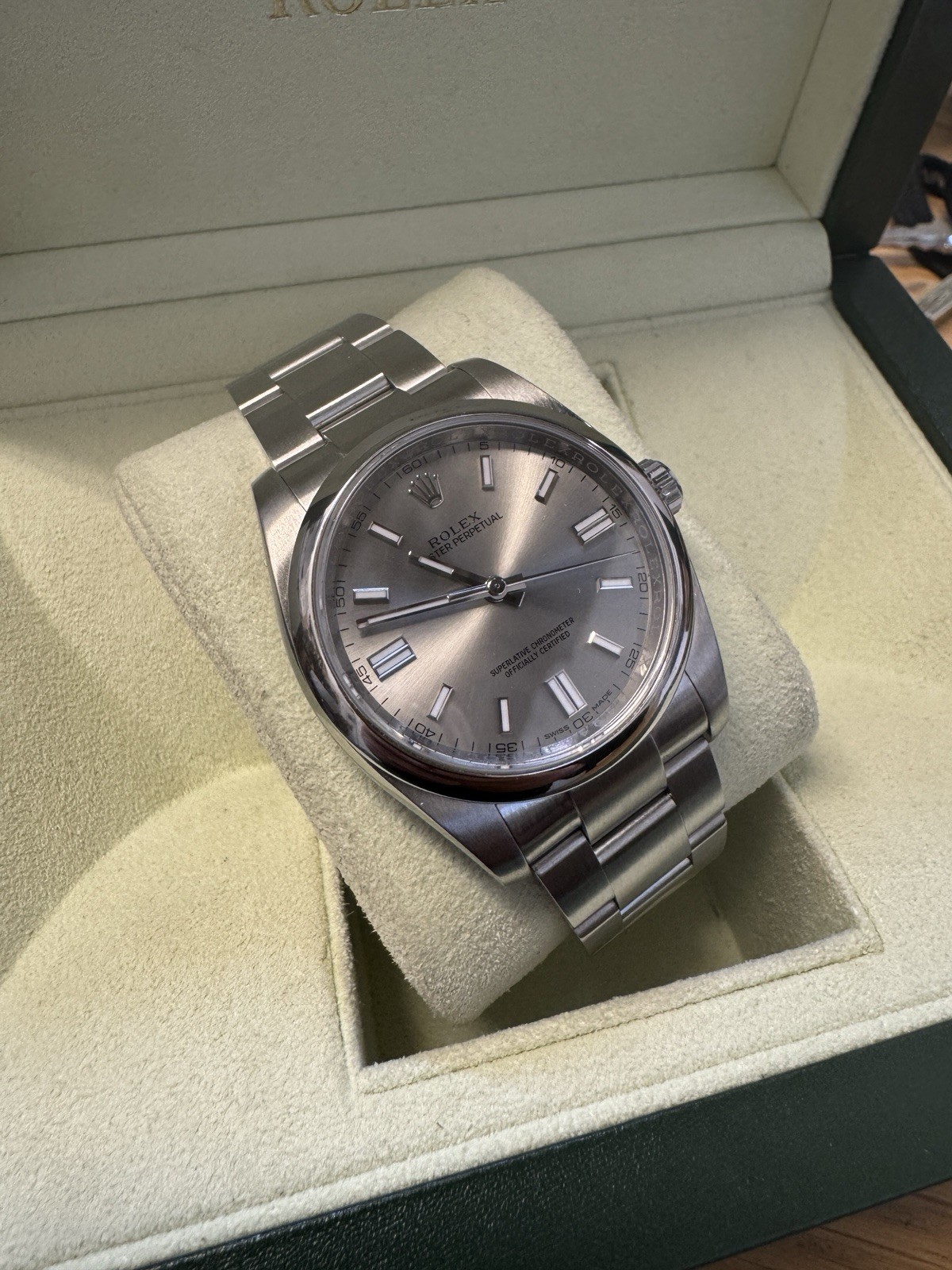 Rolex Oyster Perpetual 116000 Silver Dial 36 mm 2019 (Serviced 2026) Watch